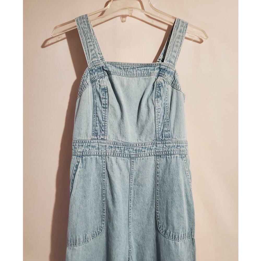 Vtg Y2K Sincerely Jules Smocked Light Denim Jumpsuit Size S Sleeveless Pockets - Picture 3 of 9